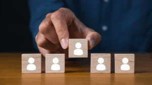 Man selecting delegates for hire